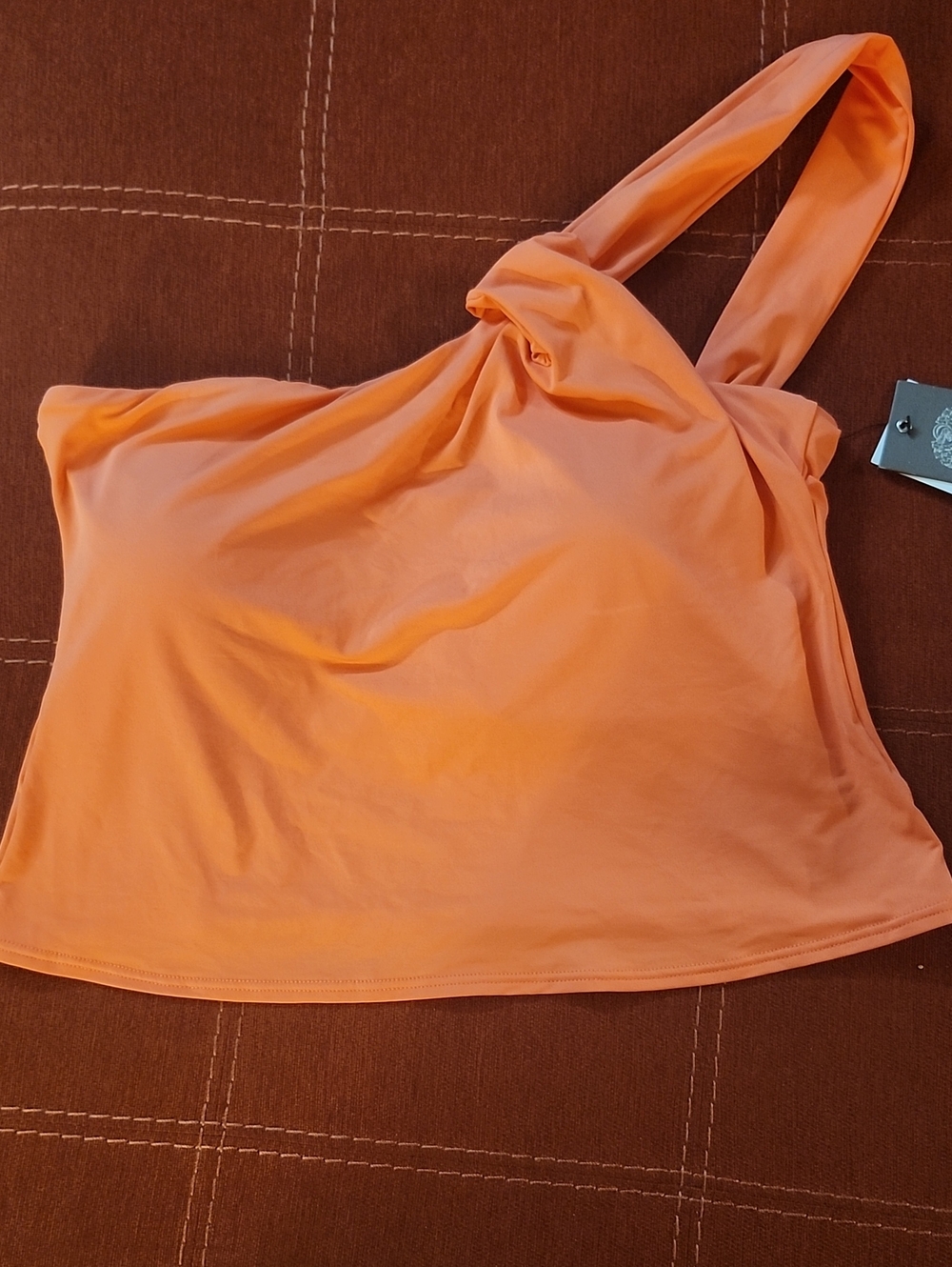 Vince Camuto One-Shoulder Pop Coral Tankani Swim Top